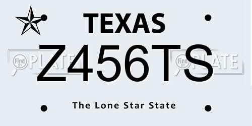 Z456TS Texas License Plate