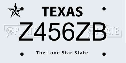 Z456ZB Texas License Plate