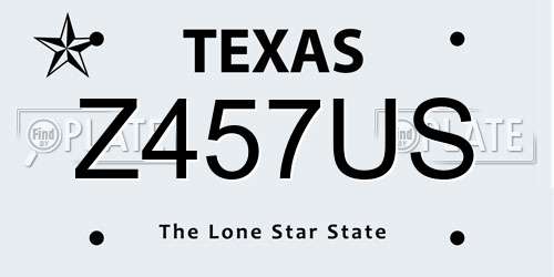 Z457US Texas License Plate