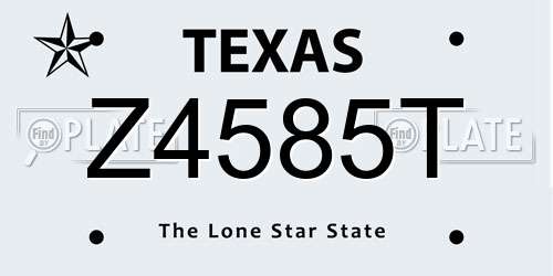 Z4585T Texas License Plate