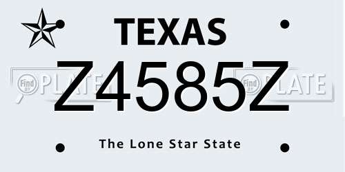 Z4585Z Texas License Plate