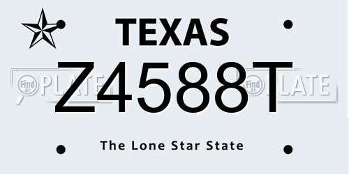 Z4588T Texas License Plate