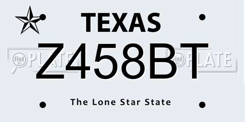 Z458BT Texas License Plate