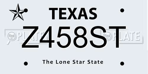 Z458ST Texas License Plate