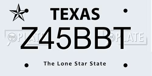 Z45BBT Texas License Plate