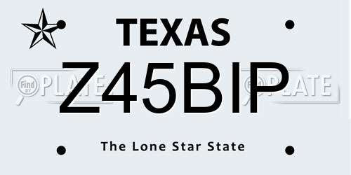 Z45BIP Texas License Plate