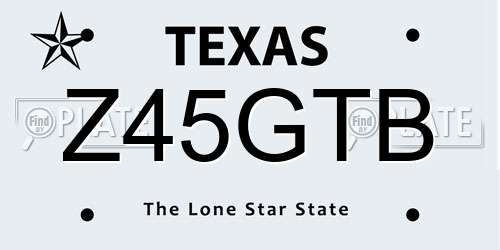 Z45GTB Texas License Plate