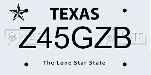 Z45GZB Texas License Plate