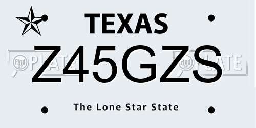 Z45GZS Texas License Plate