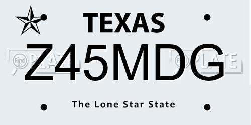 Z45MDG Texas License Plate