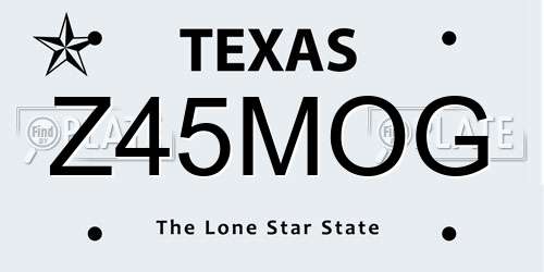 Z45MOG Texas License Plate