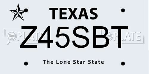 Z45SBT Texas License Plate