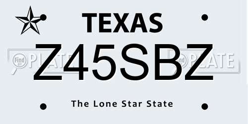 Z45SBZ Texas License Plate