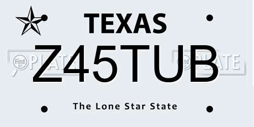 Z45TUB Texas License Plate