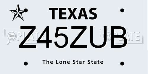 Z45ZUB Texas License Plate