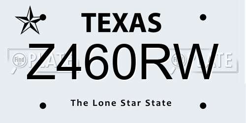 Z460RW Texas License Plate