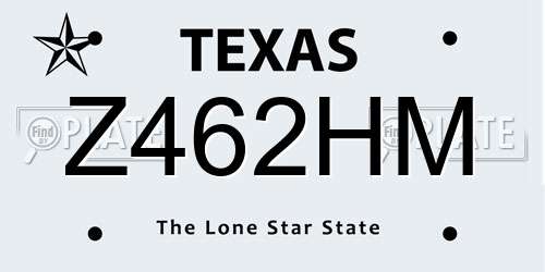 Z462HM Texas License Plate