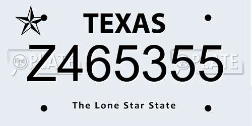 Z465355 Texas License Plate
