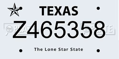Z465358 Texas License Plate