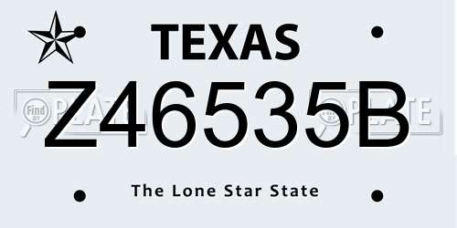 Z46535B Texas License Plate