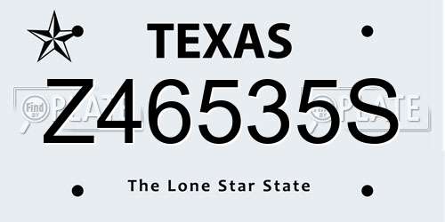 Z46535S Texas License Plate