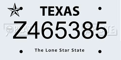 Z465385 Texas License Plate