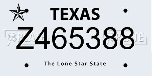 Z465388 Texas License Plate