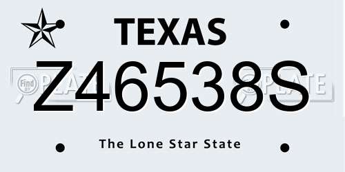 Z46538S Texas License Plate