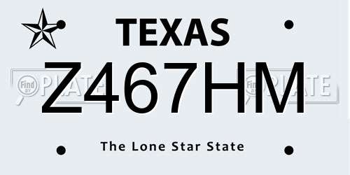 Z467HM Texas License Plate