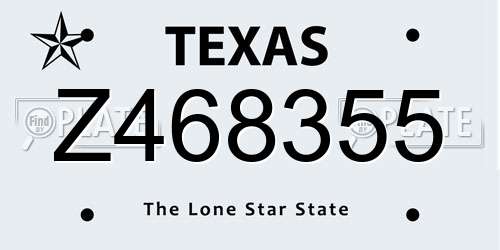 Z468355 Texas License Plate
