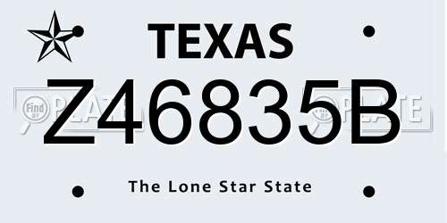 Z46835B Texas License Plate