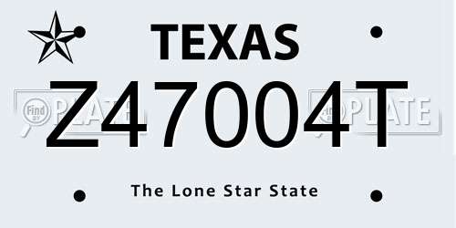 Z47004T Texas License Plate