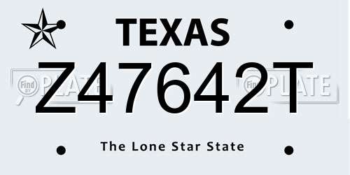 Z47642T Texas License Plate