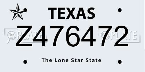 Z476472 Texas License Plate