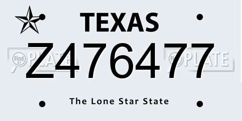 Z476477 Texas License Plate