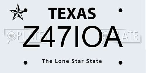 Z47IOA Texas License Plate