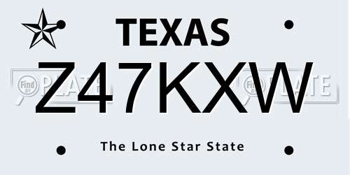 Z47KXW Texas License Plate