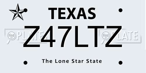 Z47LTZ Texas License Plate