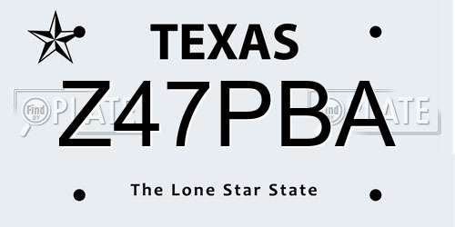 Z47PBA Texas License Plate