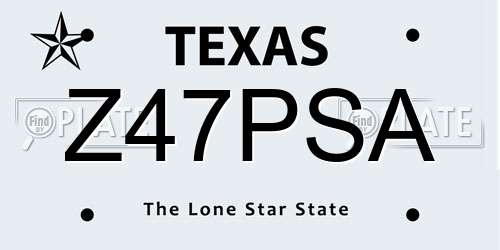 Z47PSA Texas License Plate