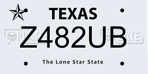 Z482UB Texas License Plate