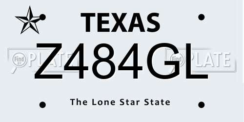 Z484GL Texas License Plate