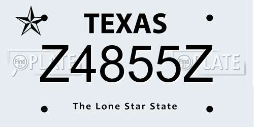Z4855Z Texas License Plate