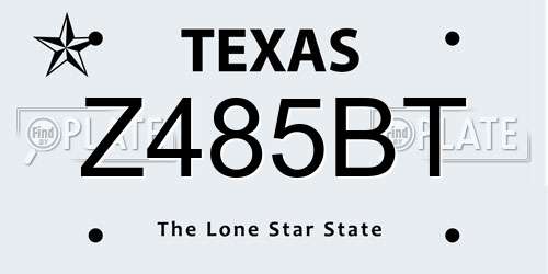 Z485BT Texas License Plate