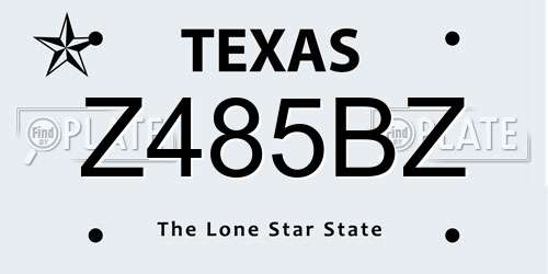 Z485BZ Texas License Plate