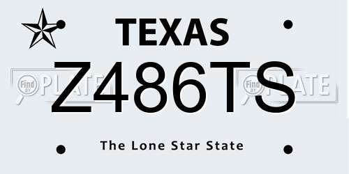 Z486TS Texas License Plate