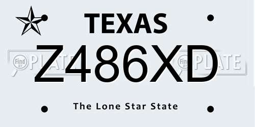 Z486XD Texas License Plate
