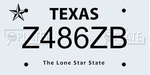 Z486ZB Texas License Plate