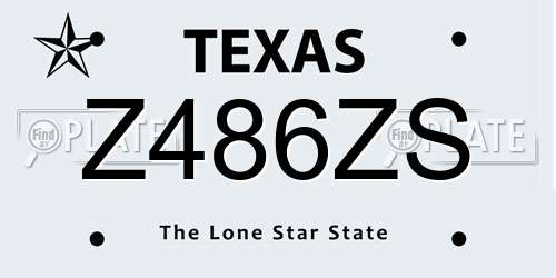 Z486ZS Texas License Plate