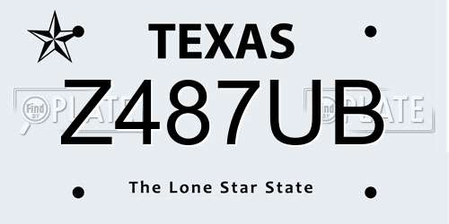 Z487UB Texas License Plate